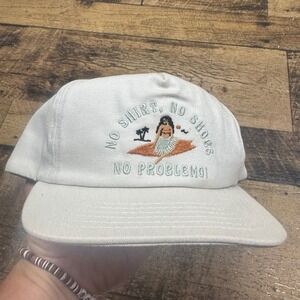 Katin No Shirt No Shoes No Problemo Snapback Hat Off White Made in USA Surf Cap